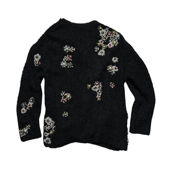 $3,100 Connexion Heavy Black Cardigan w/Jewels & Pearls Oversized Fit XL L - Picture 4 of 6